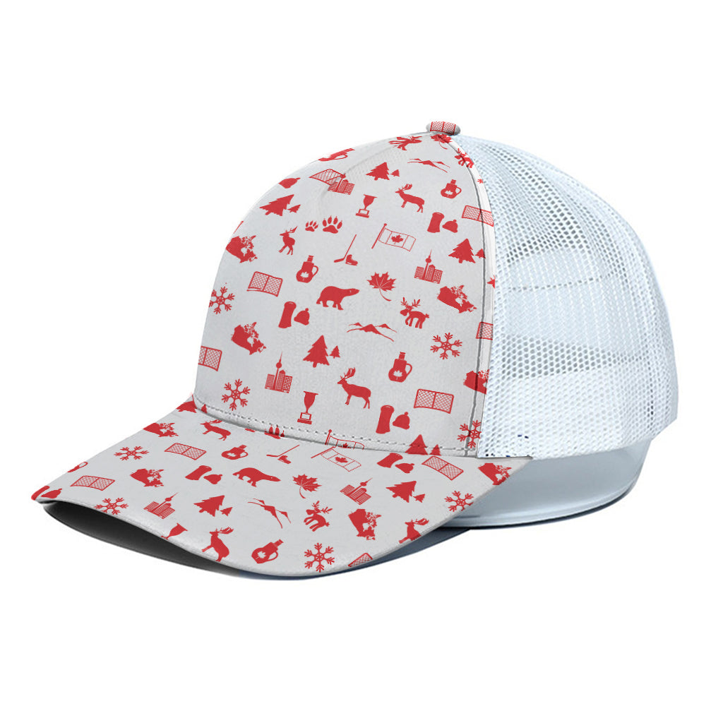 Canada Country Pattern Print White Mesh Trucker Cap