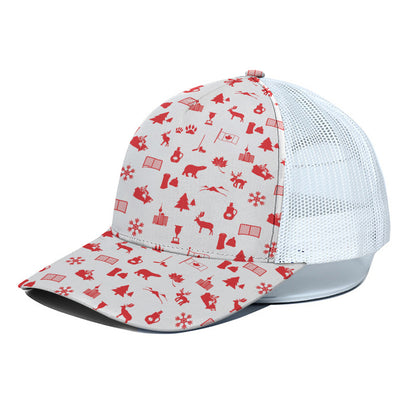 Canada Country Pattern Print White Mesh Trucker Cap