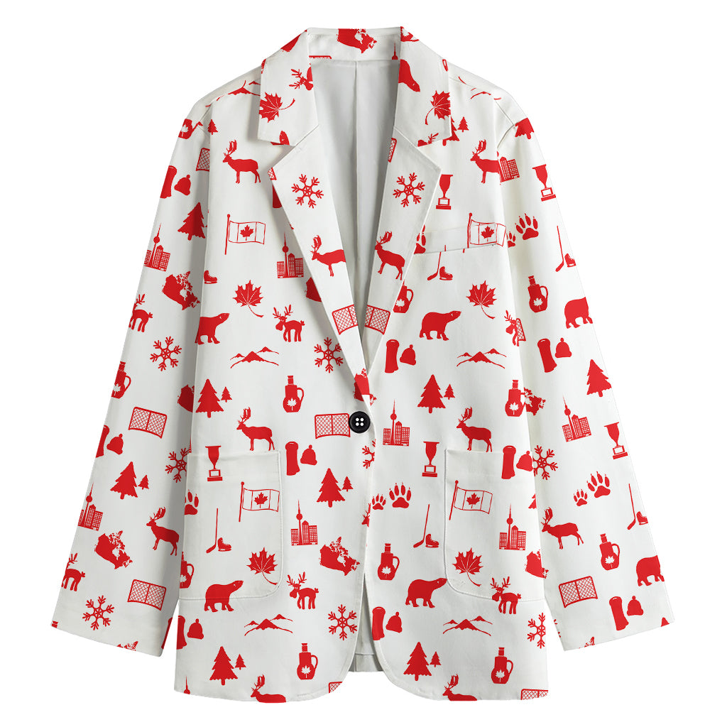 Canada Country Pattern Print Women's Cotton Blazer