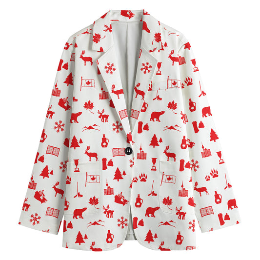 Canada Country Pattern Print Women's Cotton Blazer