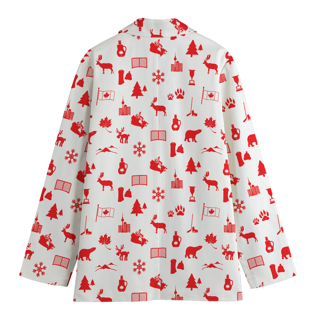 Canada Country Pattern Print Women's Cotton Blazer
