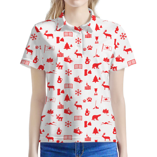 Canada Country Pattern Print Women's Polo Shirt