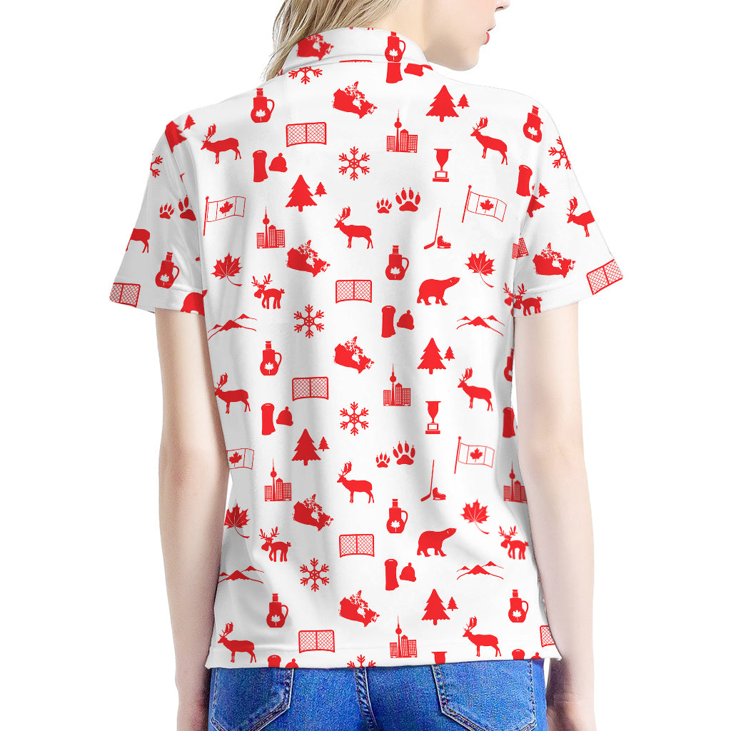 Canada Country Pattern Print Women's Polo Shirt