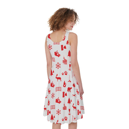 Canada Country Pattern Print Women's Sleeveless Dress