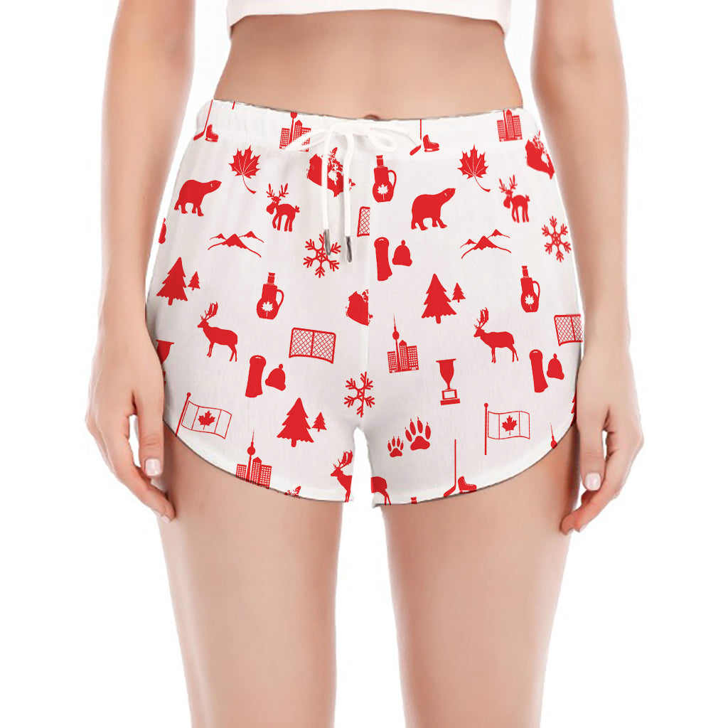 Canada Country Pattern Print Women's Split Running Shorts