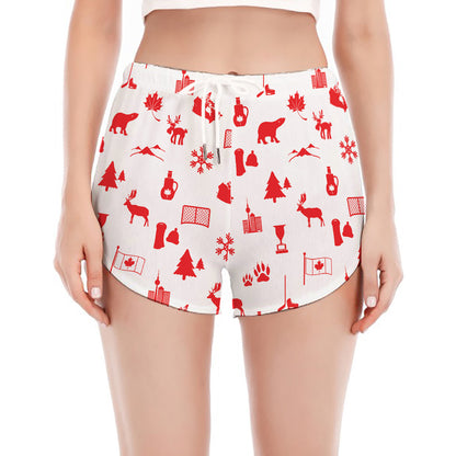 Canada Country Pattern Print Women's Split Running Shorts