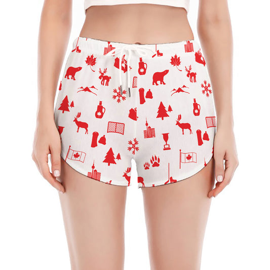 Canada Country Pattern Print Women's Split Running Shorts