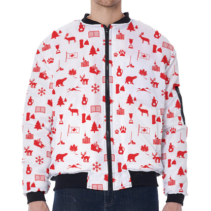 Canada Country Pattern Print Zip Sleeve Bomber Jacket