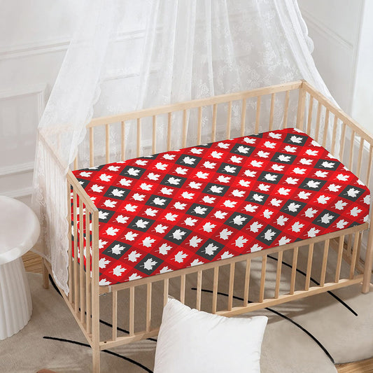 Canada Maple Leaf Pattern Print Baby Crib Sheet