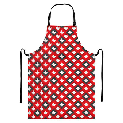 Canada Maple Leaf Pattern Print Bib Apron With Pocket