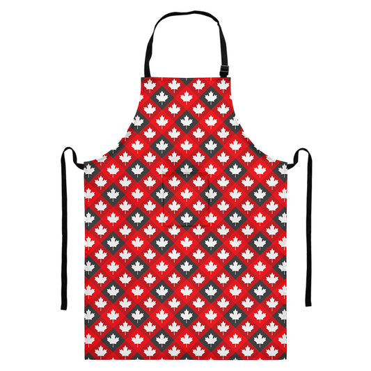 Canada Maple Leaf Pattern Print Bib Apron With Pocket