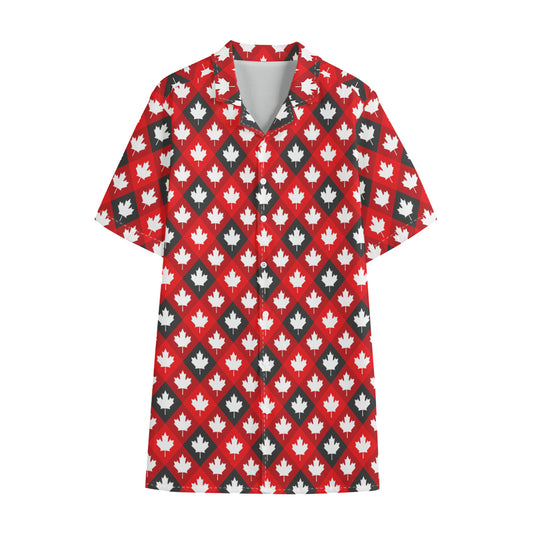 Canada Maple Leaf Pattern Print Cotton Hawaiian Shirt