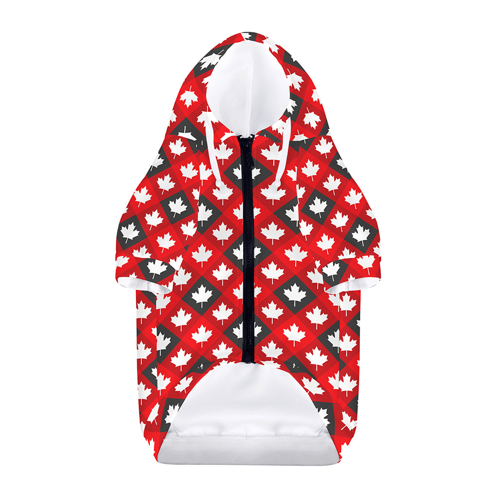 Canada Maple Leaf Pattern Print Dog Zip Up Hoodie