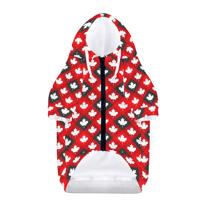 Canada Maple Leaf Pattern Print Dog Zip Up Hoodie