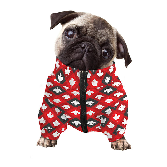 Canada Maple Leaf Pattern Print Dog Zip Up Jacket