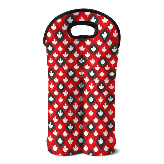 Canada Maple Leaf Pattern Print Double Neoprene Wine Tote