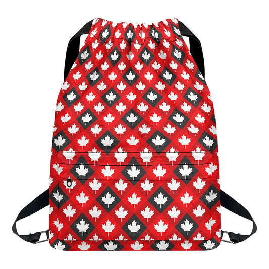Canada Maple Leaf Pattern Print Drawstring Backpack