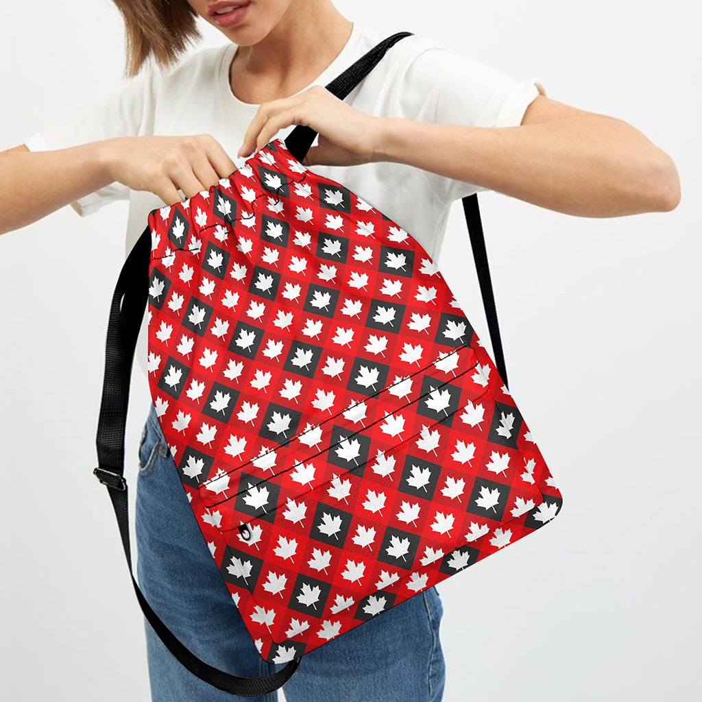 Canada Maple Leaf Pattern Print Drawstring Backpack
