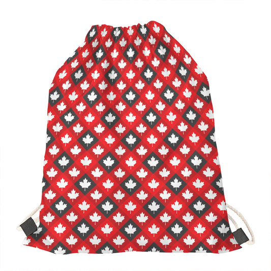 Canada Maple Leaf Pattern Print Drawstring Bag