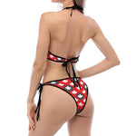 Canada Maple Leaf Pattern Print Halter Scoop Tie Side Bikini