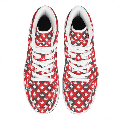 Canada Maple Leaf Pattern Print High Top Leather Sneakers