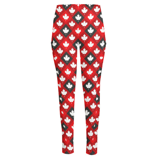 Canada Maple Leaf Pattern Print High-Waisted Pocket Leggings