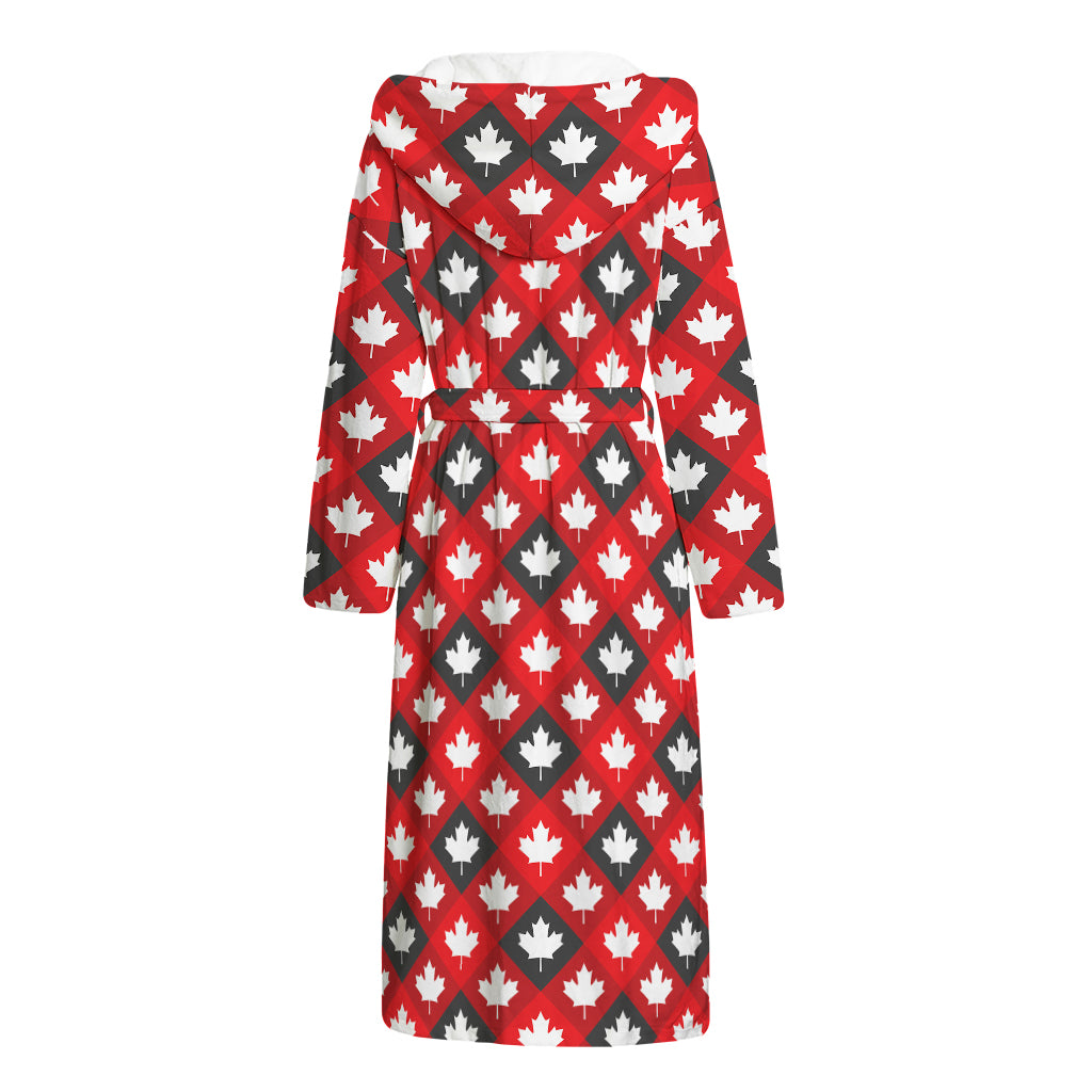 Canada Maple Leaf Pattern Print Hooded Bathrobe