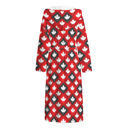 Canada Maple Leaf Pattern Print Hooded Bathrobe