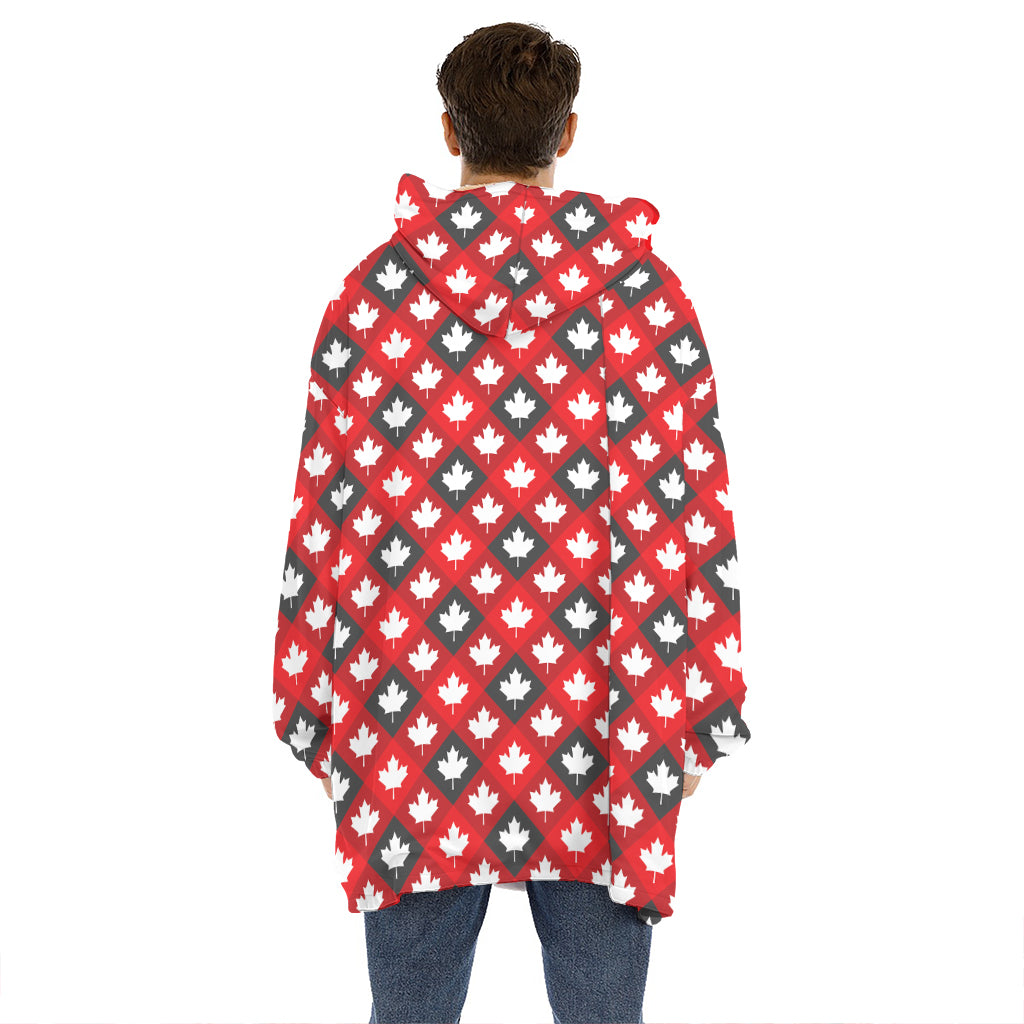 Canada Maple Leaf Pattern Print Hoodie Blanket