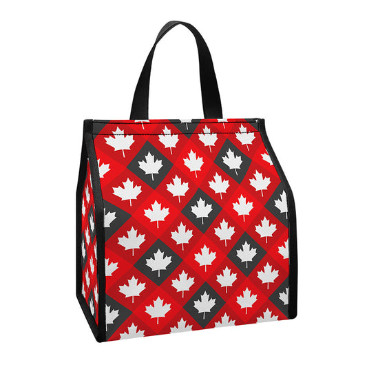Canada Maple Leaf Pattern Print Insulated Lunch Tote