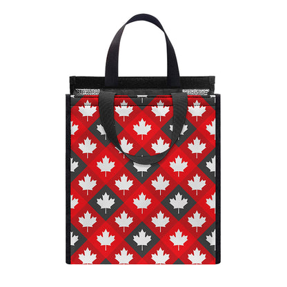 Canada Maple Leaf Pattern Print Insulated Lunch Tote