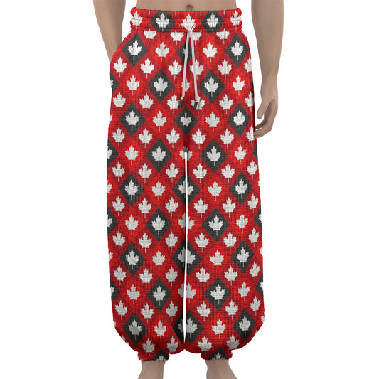 Canada Maple Leaf Pattern Print Lantern Pants