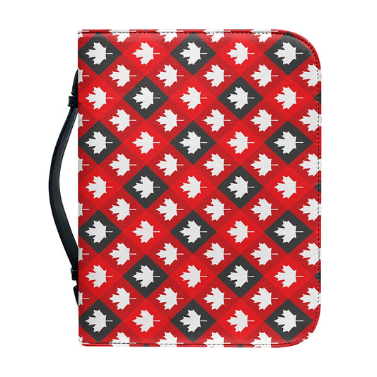 Canada Maple Leaf Pattern Print Leather Bible Cover