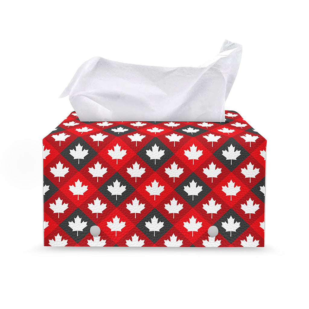 Canada Maple Leaf Pattern Print Leather Tissue Box Cover