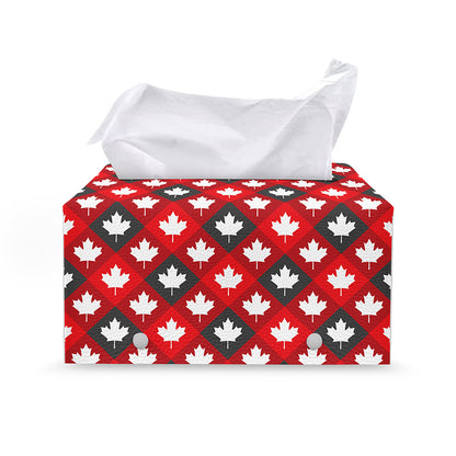 Canada Maple Leaf Pattern Print Leather Tissue Box Cover