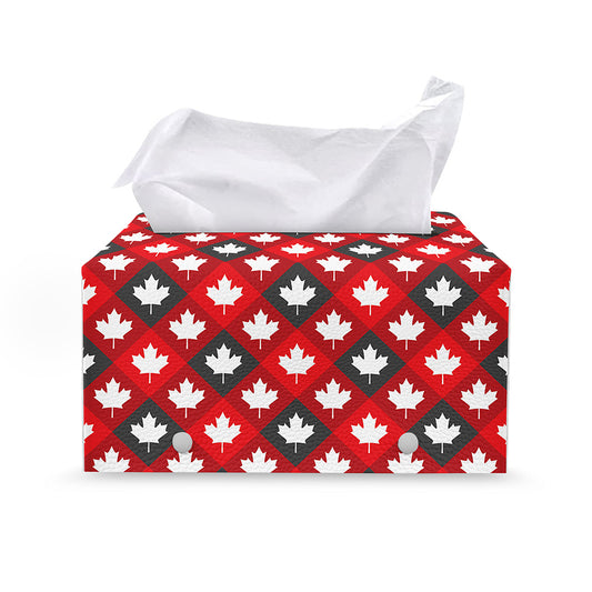 Canada Maple Leaf Pattern Print Leather Tissue Box Cover