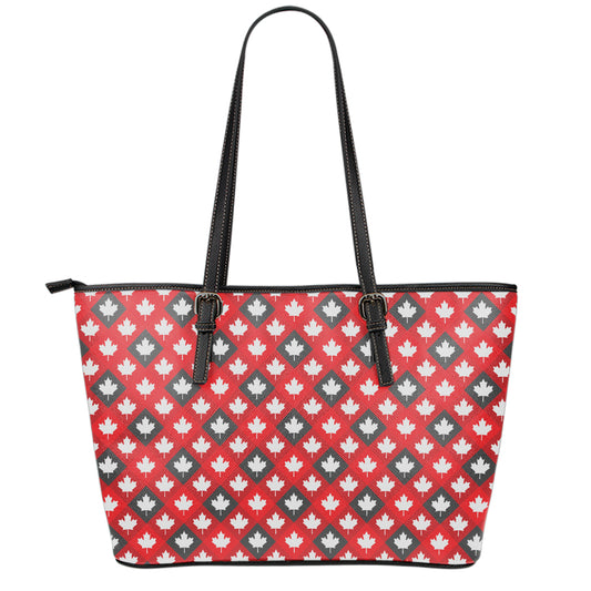 Canada Maple Leaf Pattern Print Leather Tote Bag