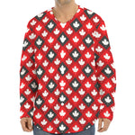 Canada Maple Leaf Pattern Print Long Sleeve Baseball Jersey