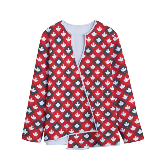 Canada Maple Leaf Pattern Print Long Sleeve Short Coat