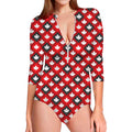Canada Maple Leaf Pattern Print Long Sleeve Swimsuit