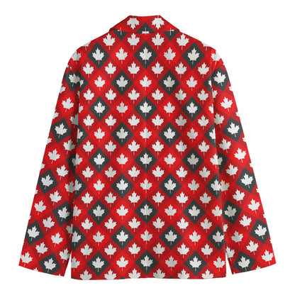 Canada Maple Leaf Pattern Print Men's Cotton Blazer