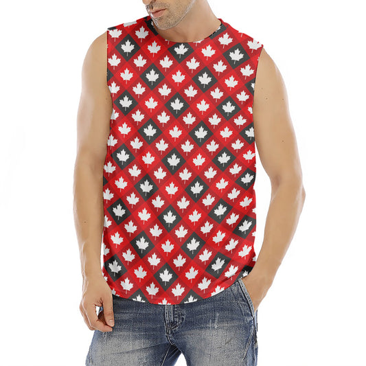 Canada Maple Leaf Pattern Print Men's Fitness Tank Top