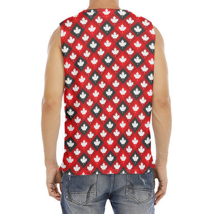 Canada Maple Leaf Pattern Print Men's Fitness Tank Top