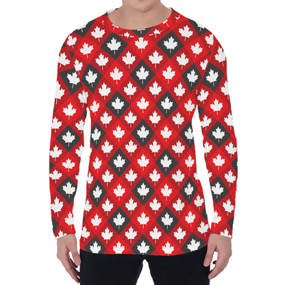Canada Maple Leaf Pattern Print Men's Long Sleeve T-Shirt