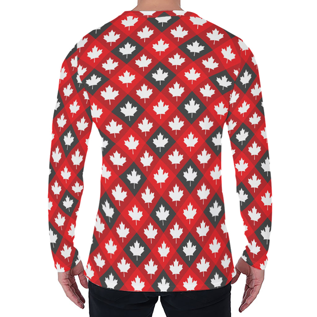 Canada Maple Leaf Pattern Print Men's Long Sleeve T-Shirt