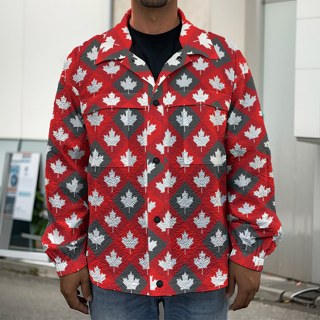 Canada Maple Leaf Pattern Print Men's Shirt Jacket