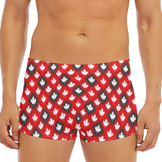 Canada Maple Leaf Pattern Print Men's Short Boxer Briefs
