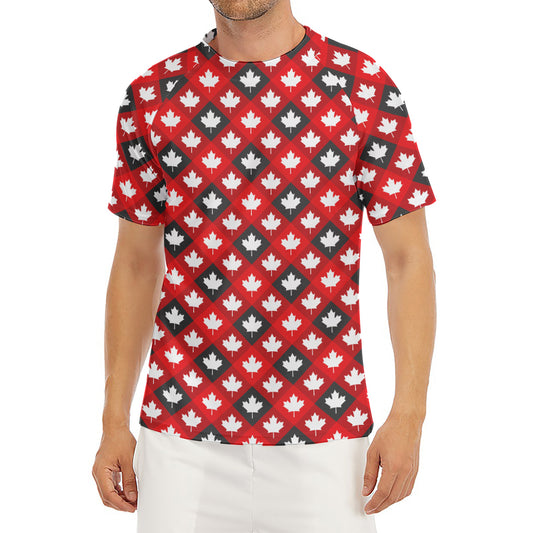 Canada Maple Leaf Pattern Print Men's Short Sleeve Rash Guard