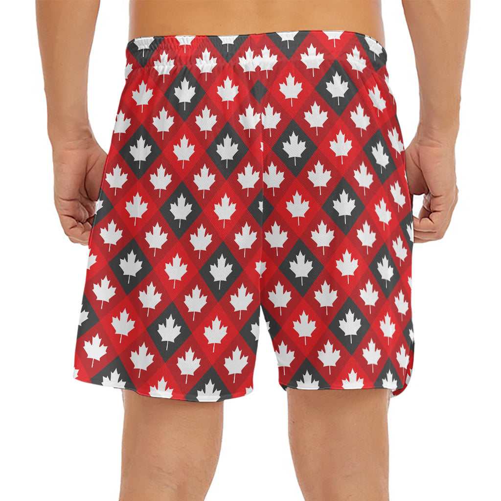 Canada Maple Leaf Pattern Print Men's Split Running Shorts