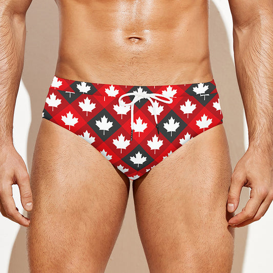 Canada Maple Leaf Pattern Print Men's Swim Briefs